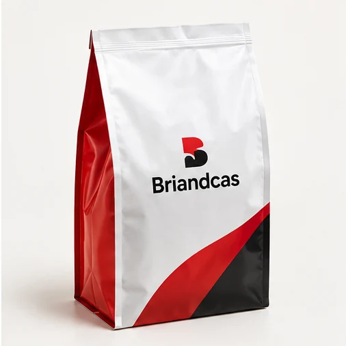 Briandcas concept mock-up of a box-shaped flat-bottom flexible pouch