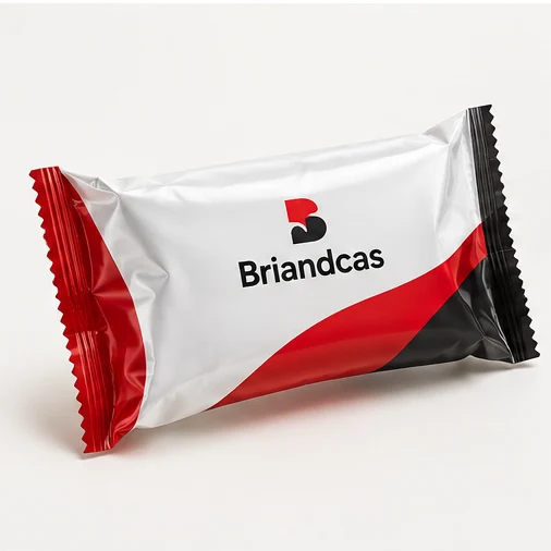 Briandcas concept mock-up of a horizontal flow-wrap flexible pack