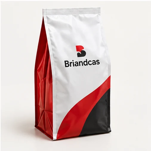 Briandcas concept mock-up of an upright side-gusset flexible bag