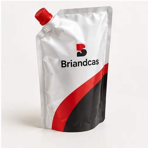 Briandcas concept mock-up of a flexible pouch with a pouring spout and cap